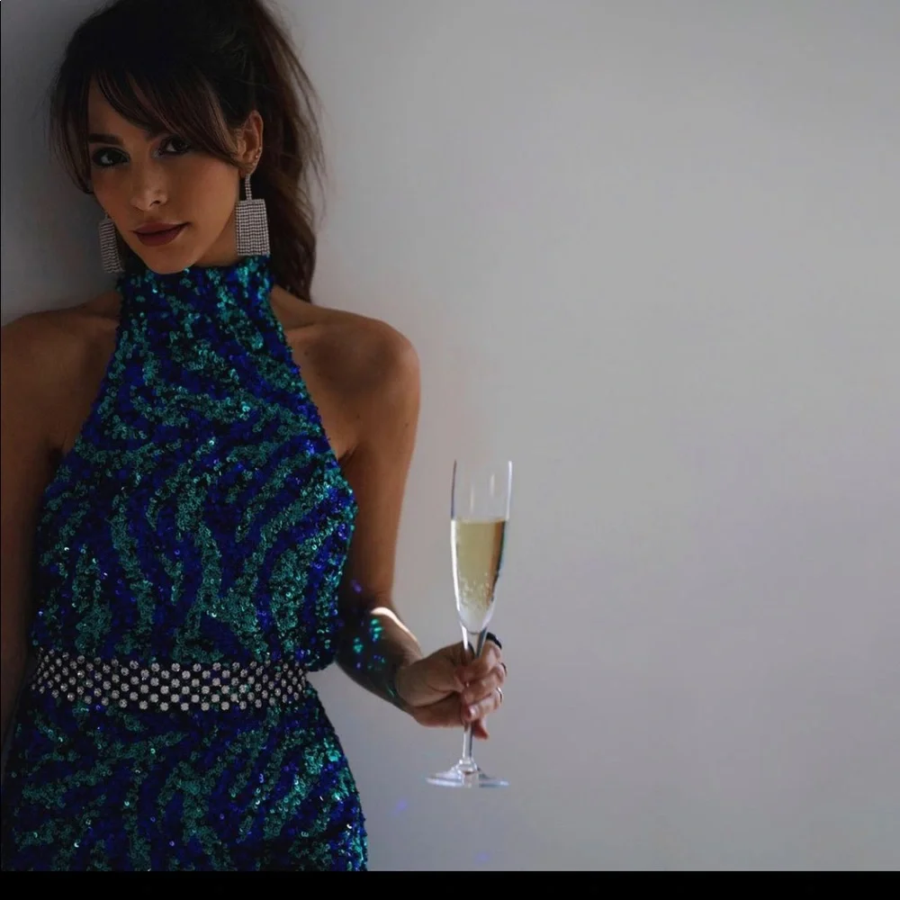 New Zara Sequins Mini Halter Dress - Picture 2 of 6